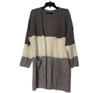 Mirol Boyfriend Colorblock Gray White Cardigan M